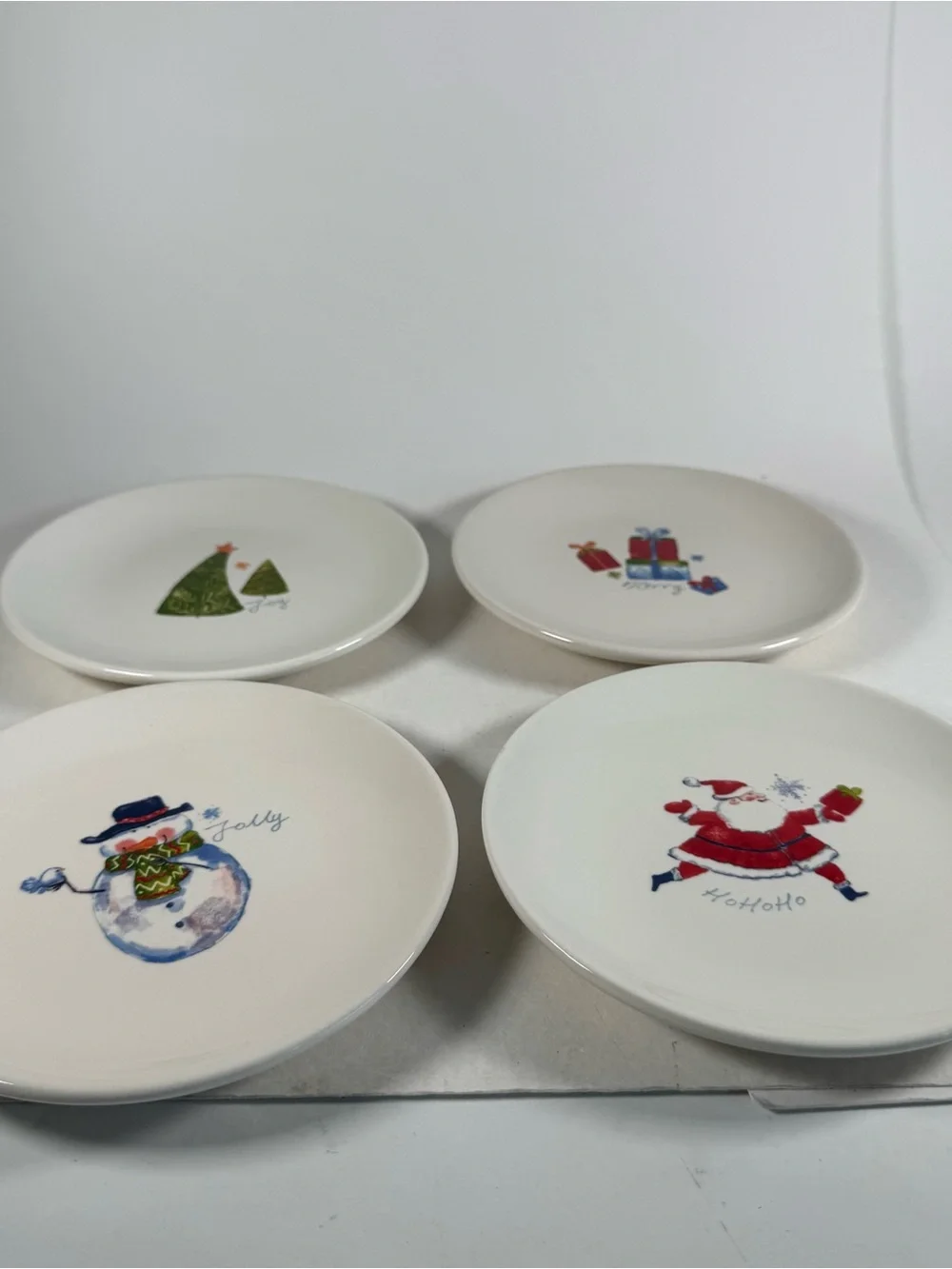 Pier 1 Imports Earthenware Dessert Plate Set Christmas 6